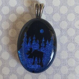 Like New Dichroic Glass Moose Charm